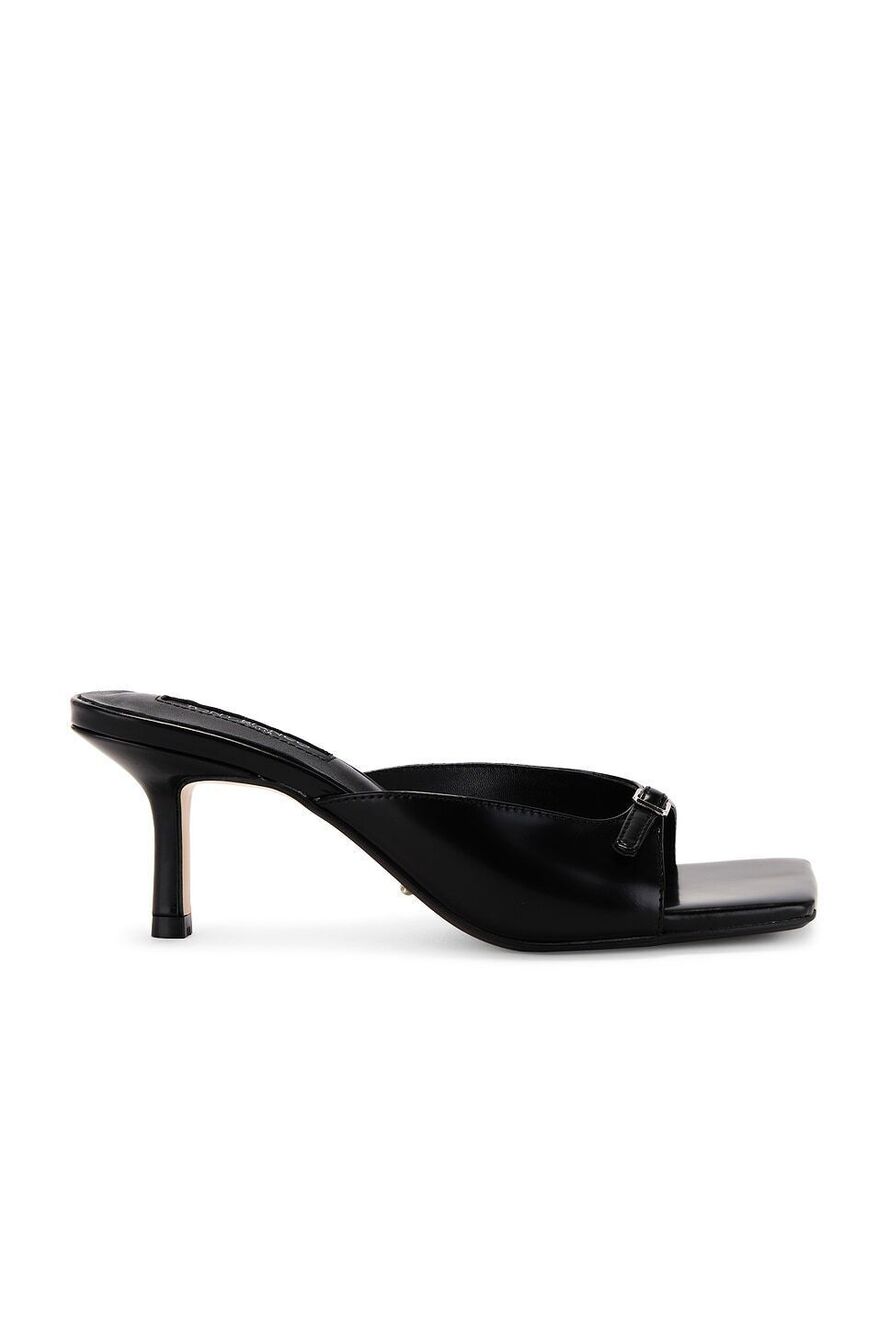 Tony Bianco Asar Sandal in Black Hi Shine leather square toe slip-on